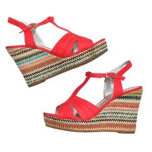 Rampage Bridgette Coral Wedge Sandals Size 7.5